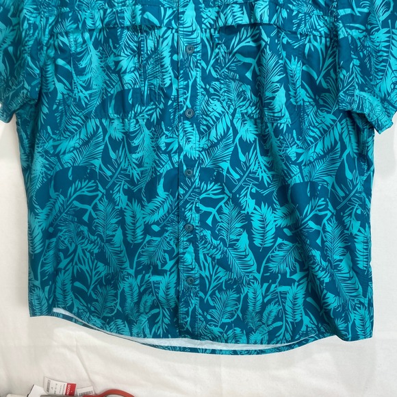 Duluth Trading Co Mens Short Sleeve Tropical Leaf Print Button Up Shirt XL - Picture 4 of 9